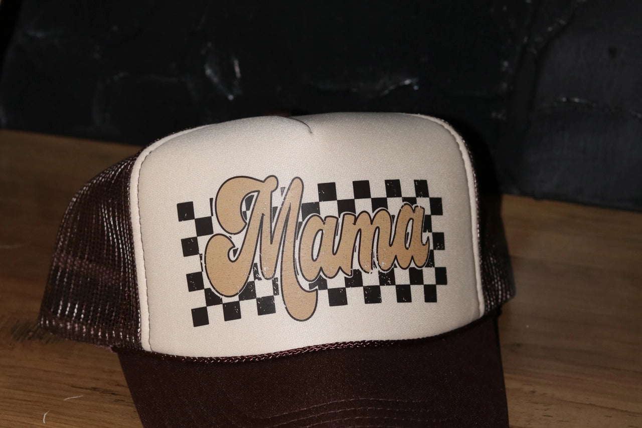 Mama Checkered Trucker Hat