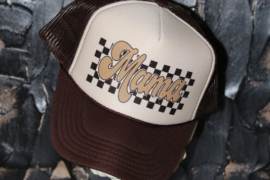 Mama Checkered Trucker Hat